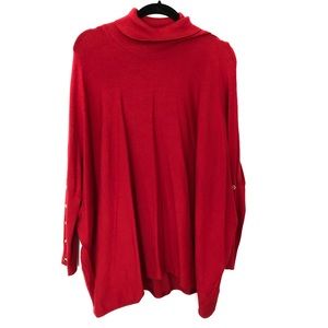 Joseph A. Long Sleeve Red Sweater Gold Button